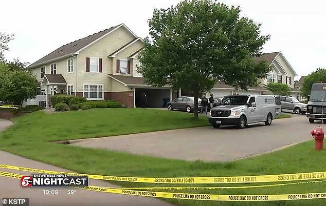 Responding officers entered the home, as seen here, and found a large pool of blood on the kitchen floor, under the sink, and on the sink cabinets.