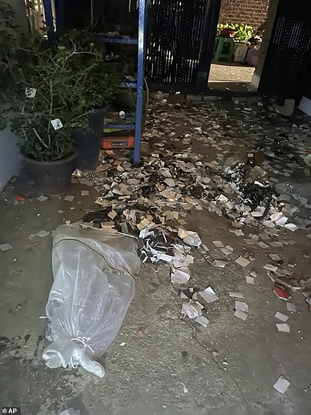 Image of trash from a balloon allegedly sent by North Korea, in Seoul on Wednesday