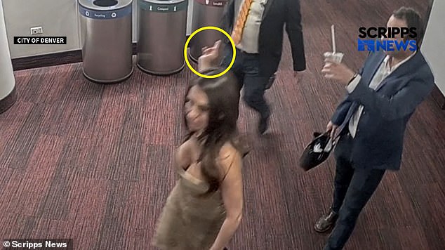 Lauren Boebert is seen on surveillance footage pointing her finger at ushers Sunday night at a Denver theater after she was kicked out.