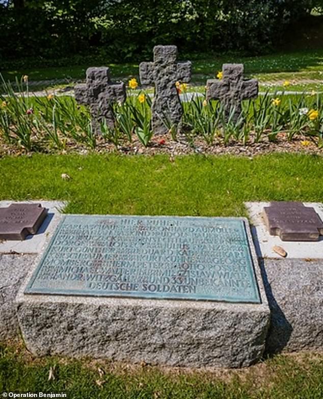 Baskind's fate was unknown for decades until a genealogist touring a German military cemetery noticed his name on a plaque beneath three crosses (pictured).