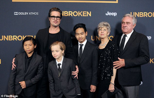 Shiloh is pictured with her father, brothers Pax and Maddox, as well as Brad's parents, Jane and William Pitt, at a December 2014 film premiere in Los Angeles.