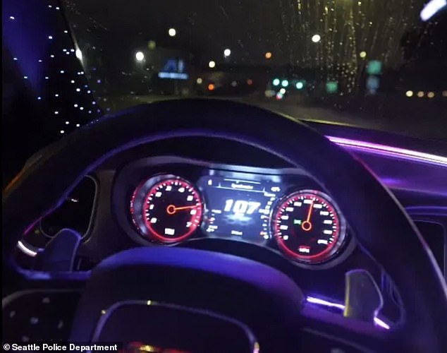 He's been speeding his Dodge Charger Hellcat around Seattle at speeds of up to 170 km/h.