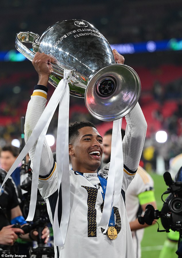 Bellingham, 20, won his first European Cup after helping Real Madrid seal a 2-0 victory against Borussia Dortmund.