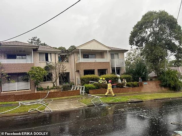 Nearby properties, including apartment buildings (pictured), also suffered damage after the single-family home collapsed.