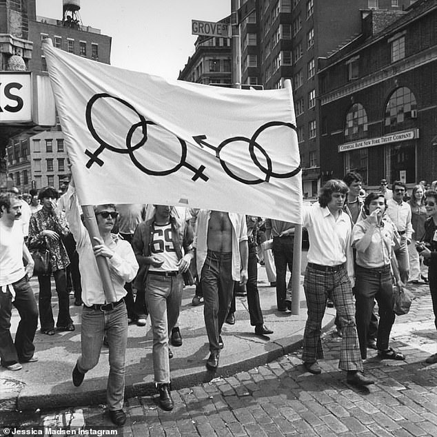 Jessica also posted a powerful historical photo of a march after the Stonewall riots and a short video of her smiling at the camera.