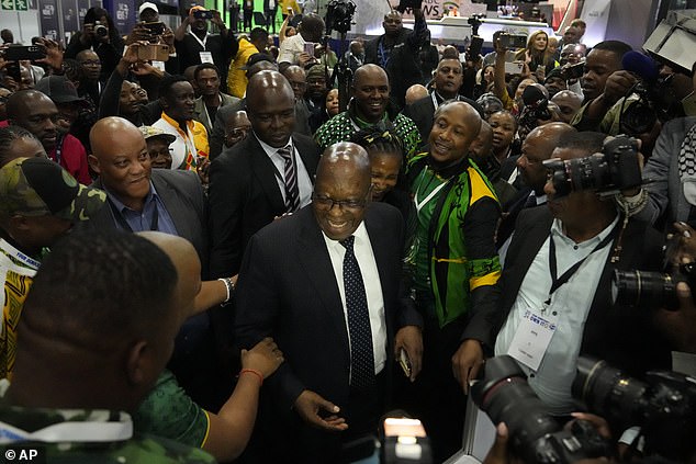 Former president and now MK Party leader Jacob Zuma arrives at the Results Operation Center (ROC) in Midrand, Johannesburg.