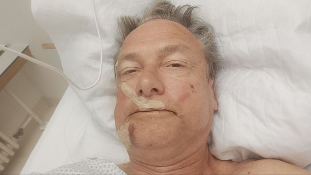 Stuerzenberger posted this photo yesterday from his hospital bed after being stabbed by a knife.