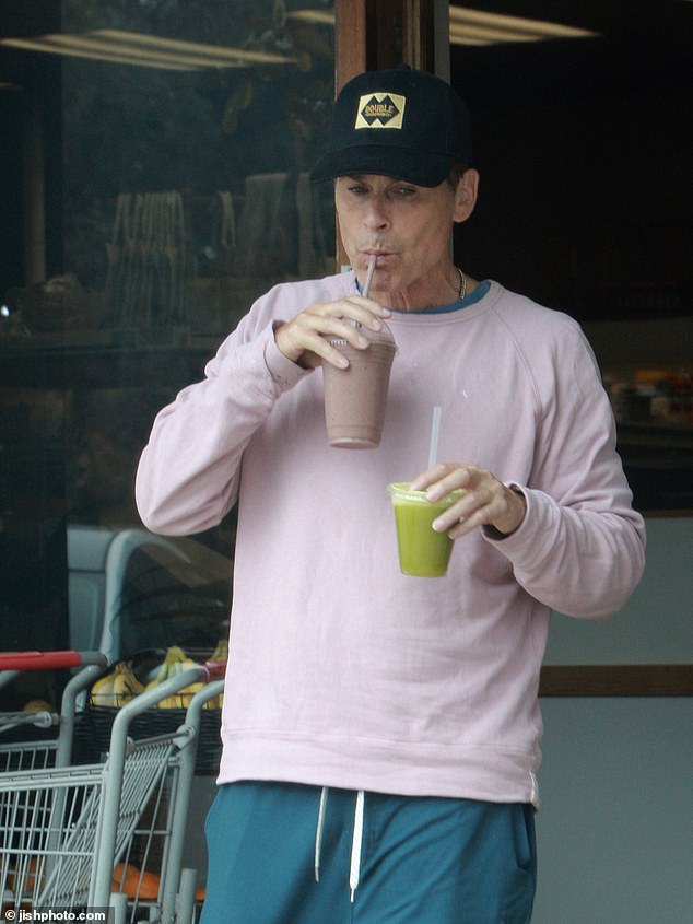 Rob had a protein shake and green juice at the popular local Montecito restaurant.