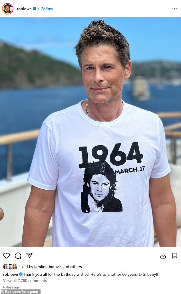 Rob turned 60 on March 17 and marked the special day with an Instagram post: He wore a T-shirt emblazoned with his date of birth and a photo of his face.