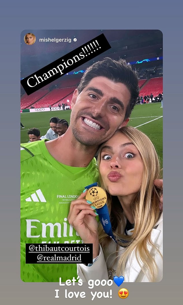 Courtois (left) posted a photo with teammate Mishel Gerzig (right) and wrote: "Come on! I love you!'