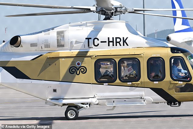 Fenerbahce president Ali Koc, Mourinho and their entourage left the airport by helicopter