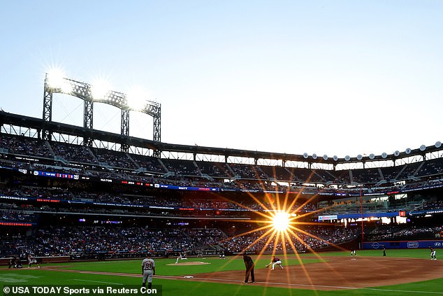 General view of Citi Field as the sun sets behind the stadium during the third inning between the New York Mets and the San Francisco Giants on May 24.