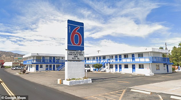 Jacobs was reportedly staying at the Motel 6 (pictured) where Hayes' mother, Brook Crawford, worked the front desk.