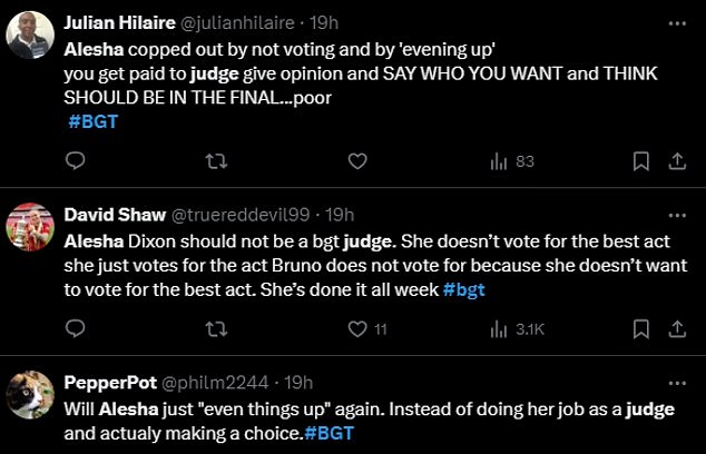 Fans took to X, formerly known as Twitter, to share their disappointment with the judge and her seemingly tactical voting strategy.