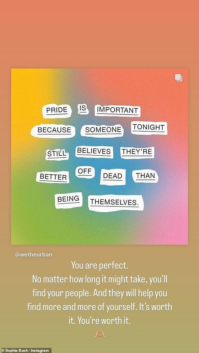 She posted a quote that said, 'You are perfect.' No matter how long it takes, you will find your people. And they will help you find yourself more and more. It's worth it. you're worth it'