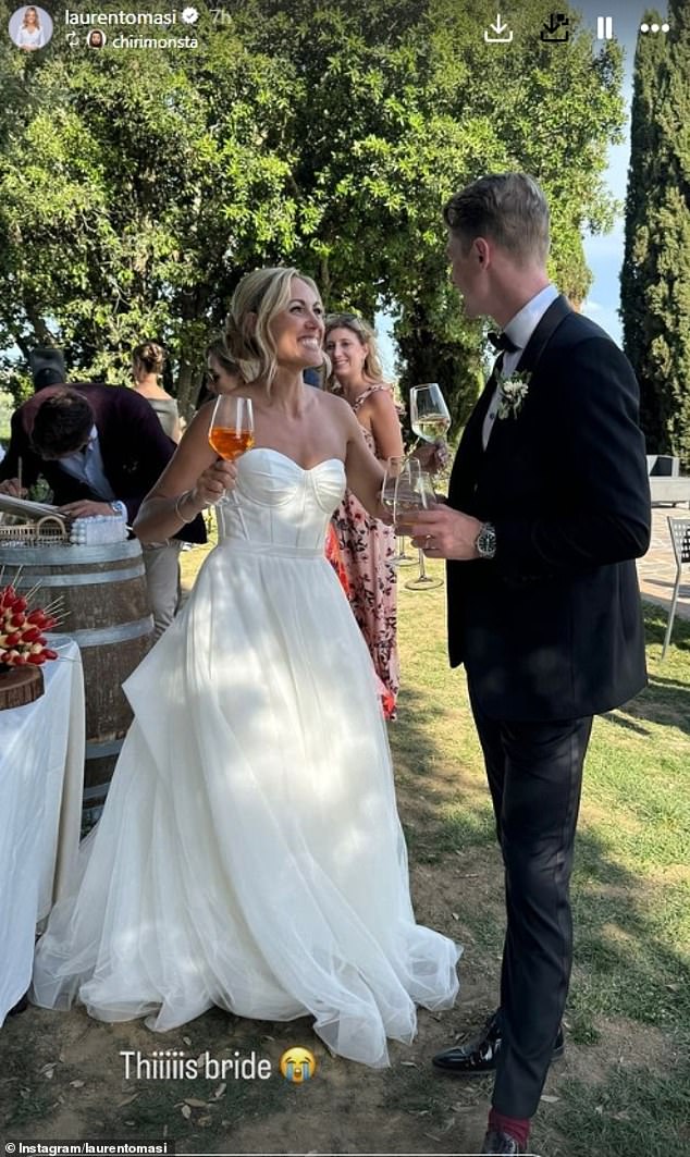 The blonde beauty smiled as she exchanged vows with Rohan during an exquisite outdoor ceremony surrounded by friends and family.