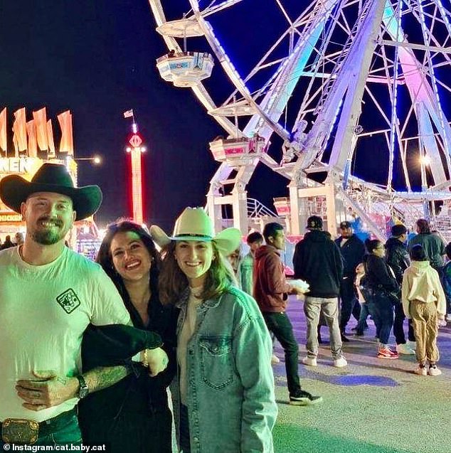 Instagram photos uploaded by Catherine (center) in March show the brunette posing arm in arm with Troy (left) while attending a rodeo in Texas with a friend (right).