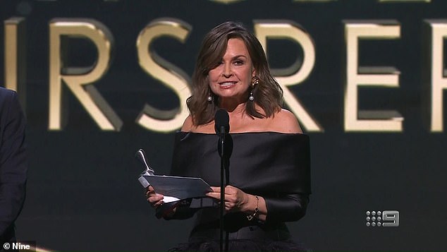 Lisa Wilkinson is pictured giving her 2022 Logies speech, which caused Bruce Lehrmann's rape trial to be delayed.