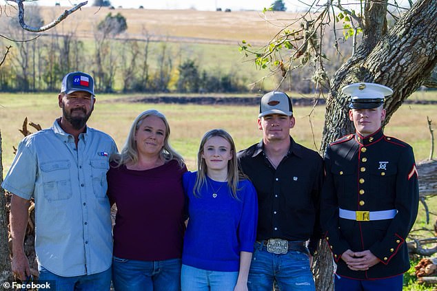 Geneva (center) with her stepfather Kelly, her mother Frances and her two brothers.