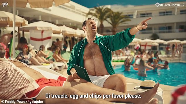 The Paddy Power advert makes a joke about how English people are viewed abroad and includes this clip of Danny Dyer ordering egg and chips while on holiday in Spain.