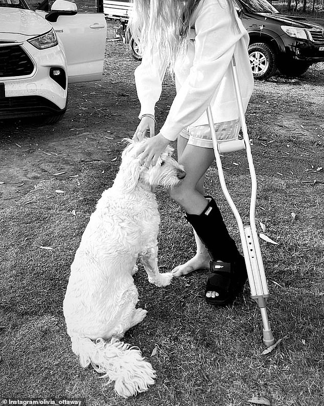 Olivia had to learn to walk again and was forced to use a moon boot and crutches, but she is expected to make a full recovery.