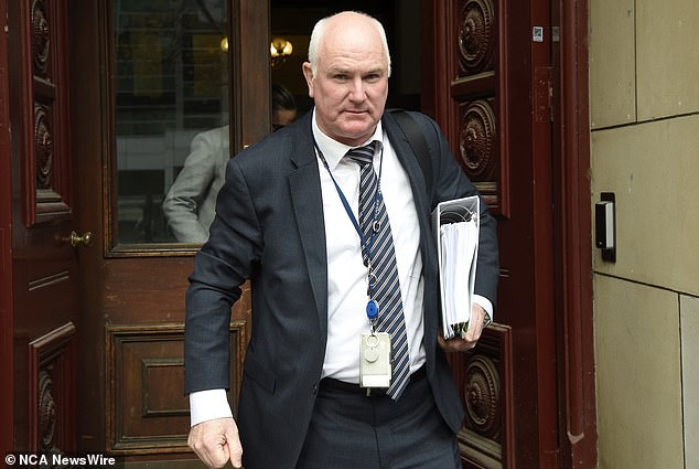 Detective Sergeant Brett Florence was assigned the task of interviewing Greg Lynn. On Monday he gave evidence at Lynn's trial (pictured outside court)