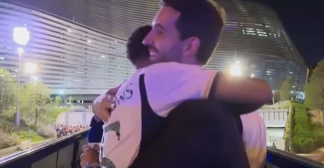 The midfielder then appeared to hug the interviewer, after giving a passionate speech.