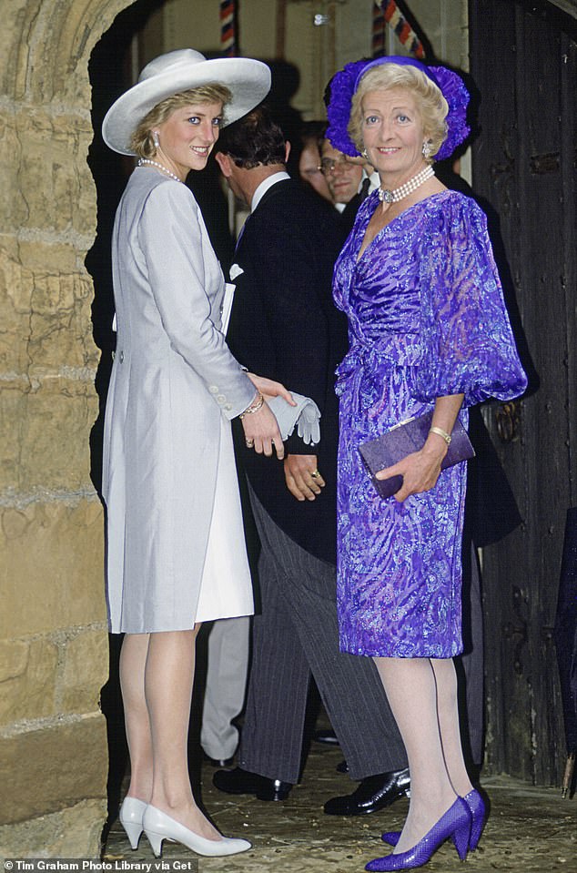 Princess Diana and Frances (right) attended the wedding of Charles Spencer, Frances' youngest son.