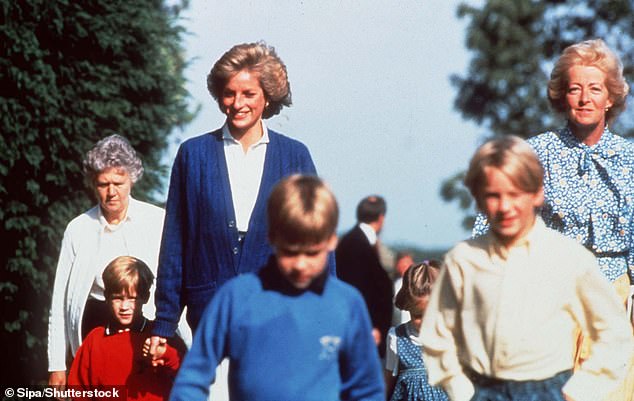 Frances photographed with Princess Diana, Harry and William in 1989