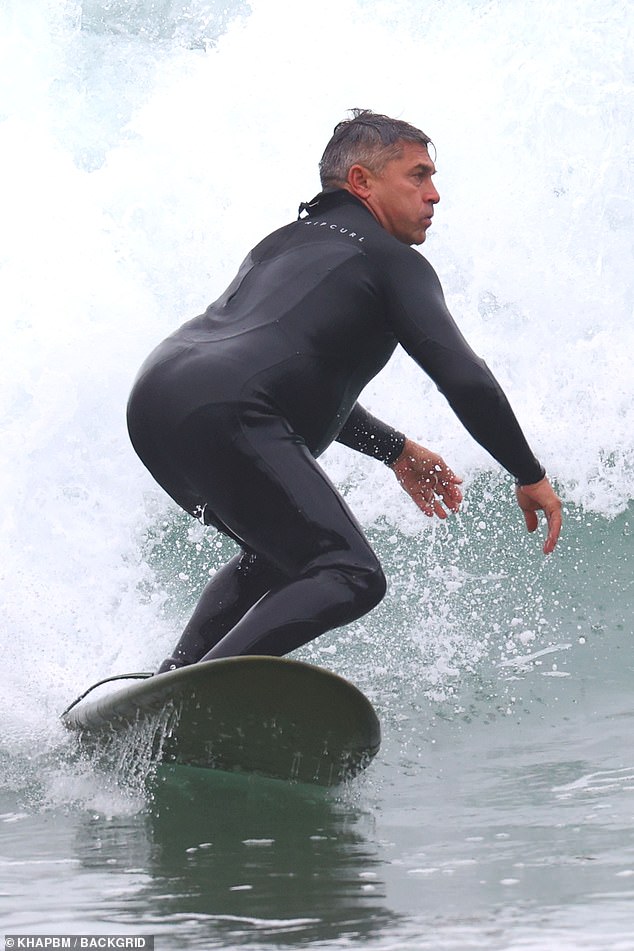 The famous gardener was an expert in the water as he rode several waves.