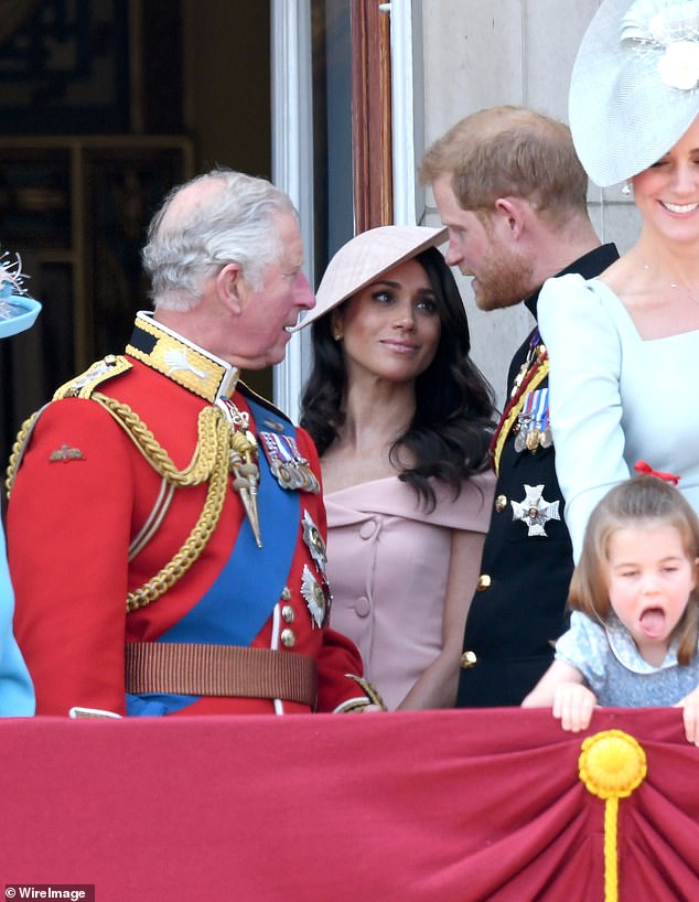 Harry and Meghan with Charles for Trooping the Color in 2018