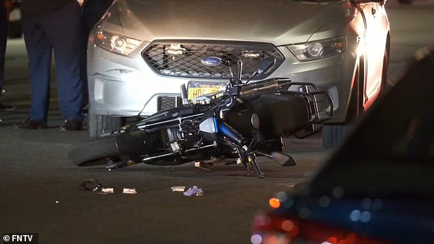 Pictured: The scooter discarded at the crime scene after the shootout between Castro-Mata and two NYPD officers.