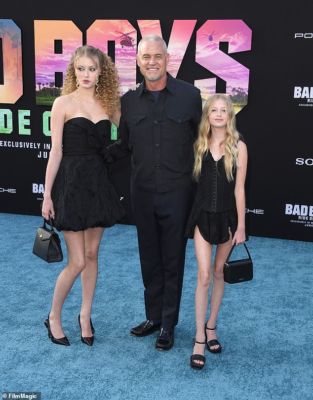 Her younger sister, Georgia, 13, chose a black top and skirt.