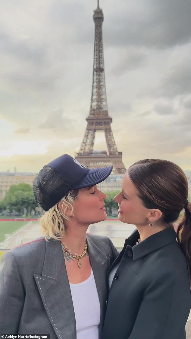 The video can be seen on their Insta stories as they look into each other's eyes and then kiss each other on the lips while the Eiffel Tower in Paris is behind them.