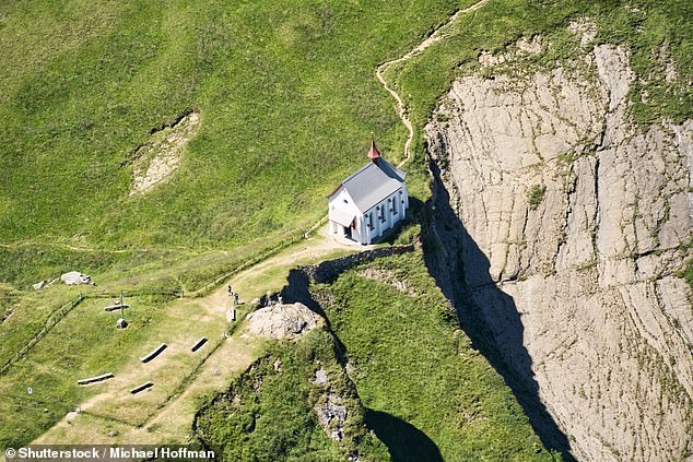 The incredible chapel stands 1,864 m (6,115 ft) above sea level and overlooks Lake Lucerne.