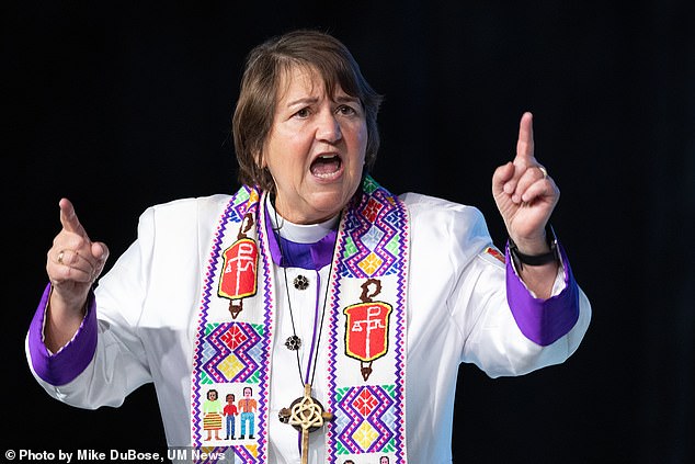 The United Methodist Church's first openly gay bishop, Karen Oliveto (pictured), spoke out about the divisions of the past year.