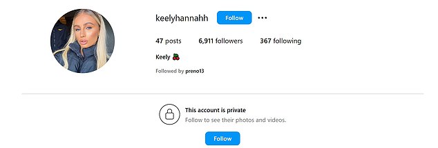 While Hannah's Instagram account remains active, it has now been locked and you must be an approved follower to view her content.