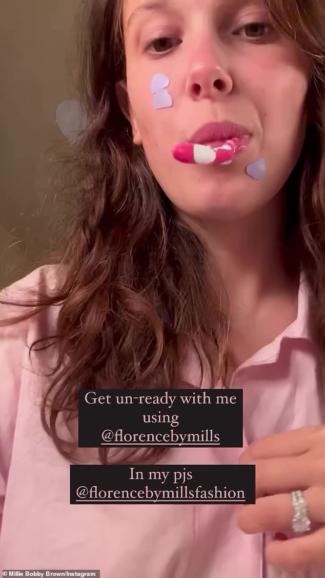 It comes after Millie gave her fans a close-up look at her new wedding ring in a beauty routine tutorial shared to her Instagram on Thursday.