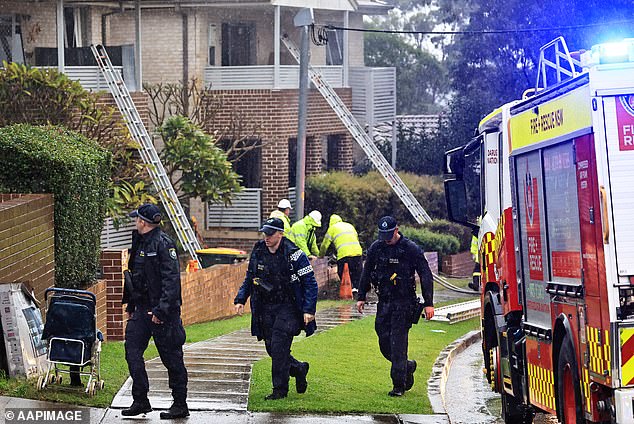 Tenants at the home complained about the smell of gas twice to the Department of Housing in the past 12 months, most recently in April (pictured, first responders on site)