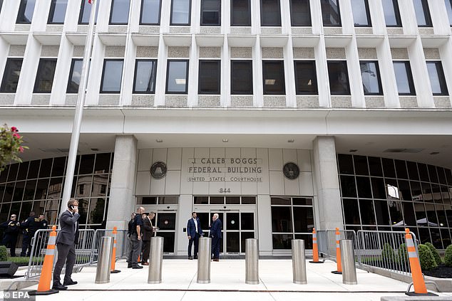 Security is outside the J. Caleb Boggs Federal Building in Wilmington, Delaware, where the Hunter Biden gun case began Monday. The first child will appear before a judge appointed by Trump but approved by Delaware's two Democratic senators