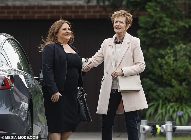 She was seen filming alongside Neighbors legend Jackie, who plays teacher Susan Kennedy on the long-running soap.