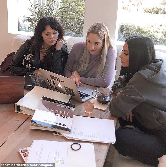 Kim used to spend 18 hours a week studying law under Van Jones, Jessica Jackson (left, pictured in 2019) and Erin Haney (right) and dreamed of opening her own law firm and abolishing the death penalty.