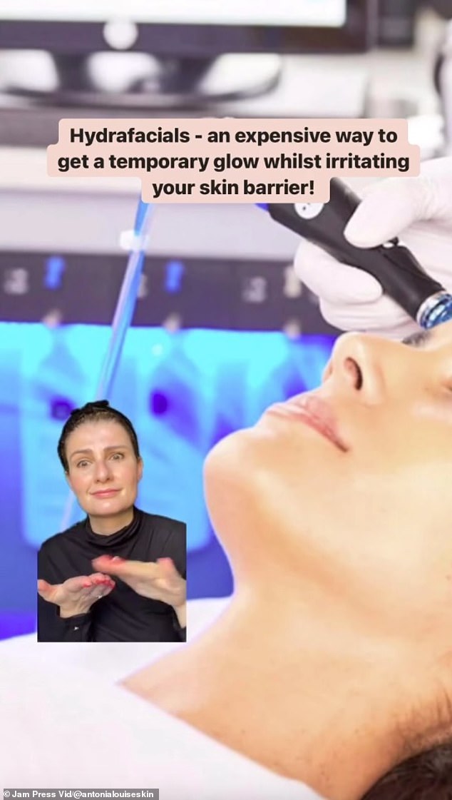 The first popular trend Macdonald criticizes is Hydrafacials, which involve saturating the skin's surface with antioxidants and peptides to maximize its glow.