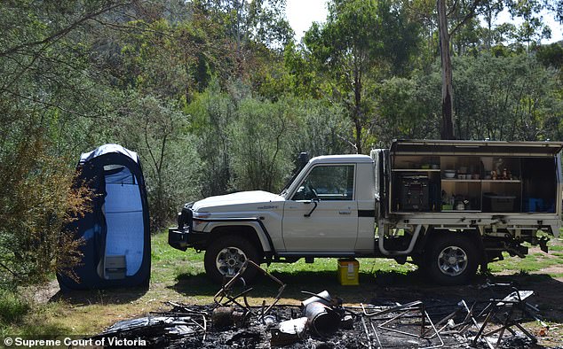 The deadly fight allegedly took place in the front of Hill's Landcruiser (pictured)