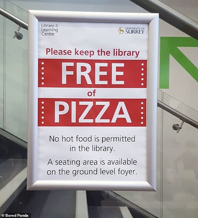 Elsewhere, students in Surrey were instantly disappointed when they saw the fine print on this sign.