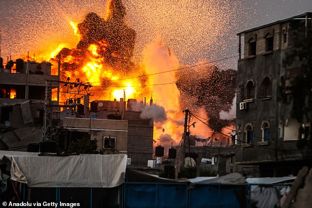 Fire rains from the sky during Israel's latest missile attack on Gaza