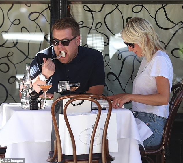 Corden says he believes the media has simply exaggerated the story (Corden and Julia Carey were seen having lunch at Scott's restaurant in Mayfair on June 27, 2018 in London, England).