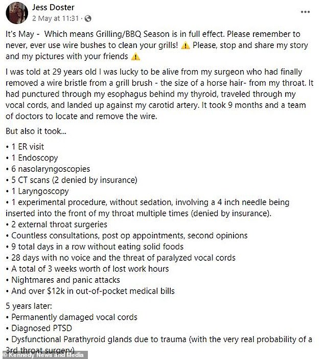 She went on to detail the exhaustive list of appointments, time and money the long process required, as well as the mental traumas she endured, including nightmares, panic attacks and diagnosed post-traumatic stress disorder.