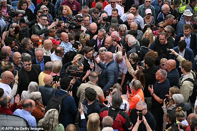 The UK's reformist leader was mobbed by his supporters as large numbers of people gathered near Clacton pier.