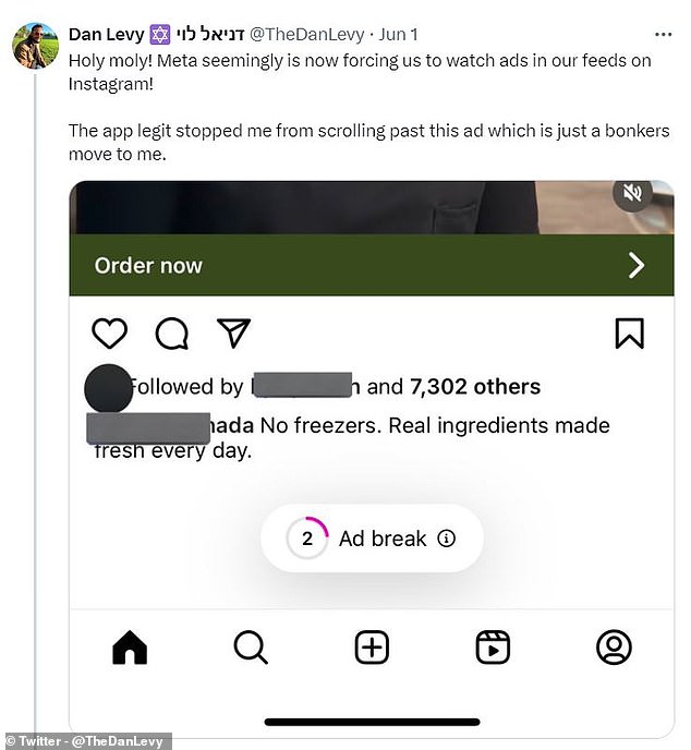 On X, the Instagram user who first saw the unskippable ads said the decision was 